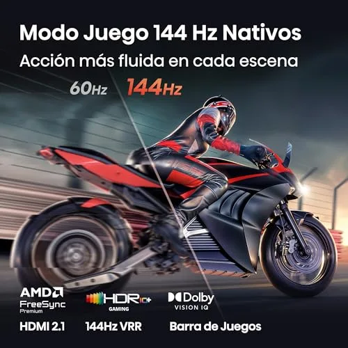 Hisense ▫️ 65E8S - Smart TV MiniLED de 65 polegadas, Hi-QLED MiniLED, Modo Jogo com 144 Hz nativos, subwoofer integrado, Hi-View AI Engine, Total HDR Solution, Filmmaker Mode, controlo sem mãos 5