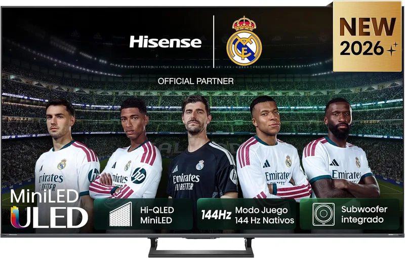 Hisense ▫️ 65E8S - Smart TV MiniLED de 65 polegadas, Hi-QLED MiniLED, Modo Jogo com 144 Hz nativos, subwoofer integrado, Hi-View AI Engine, Total HDR Solution, Filmmaker Mode, controlo sem mãos