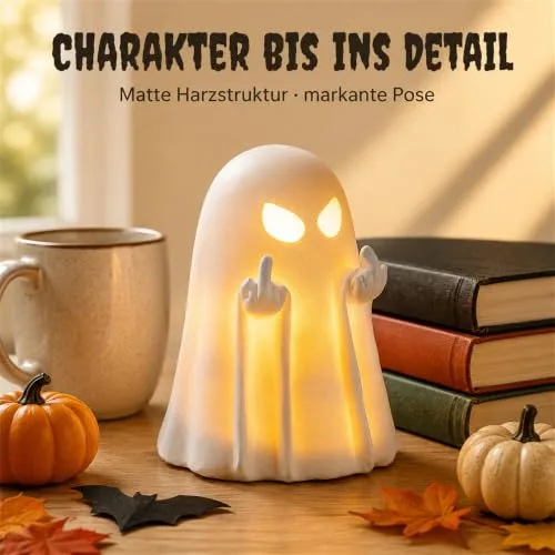 Sunshine smile ▫️ Lâmpada decorativa de fantasma para o Halloween, dedo do meio, figura de fantasma em 3D 3