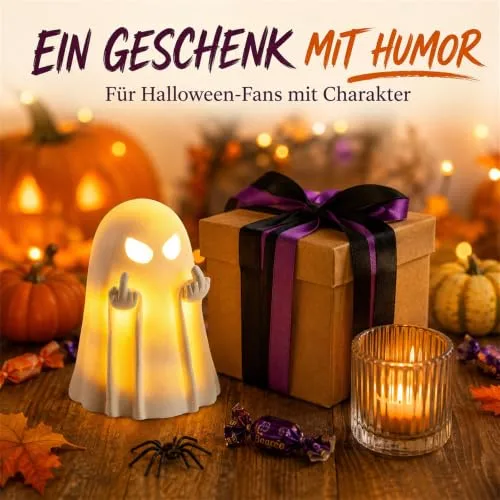 Sunshine smile ▫️ Lâmpada decorativa de fantasma para o Halloween, dedo do meio, figura de fantasma em 3D 4