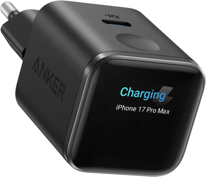 Anker ▫️ Carregador USB-C Nano de 45 W com tecnologia inteligente, carregador para iPhone com carregamento rápido e reconhecimento inteligente, compatível com iPhone 17/16/15, iPad Pro e iPad Air (sem cabo, 1 porta USB-C, não dobrável)