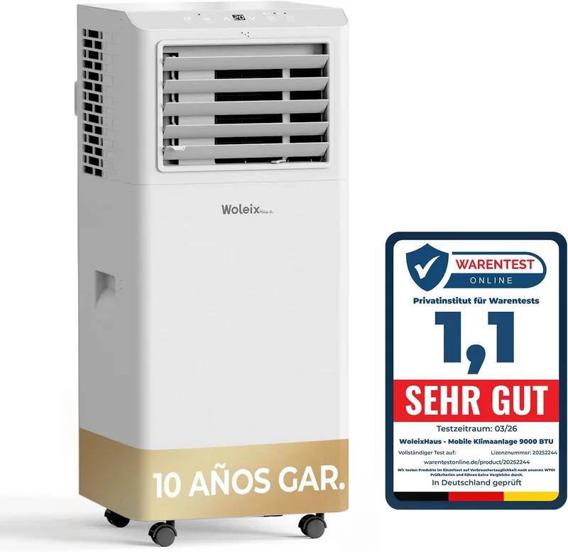 WoleixHaus ▫️ Ar Condicionado Portátil 9000 BTU, Ar Condicionado Portátil de Baixa Potência 5 em 1 Penguin, Ar Condicionado Portátil Silencioso 55dB, Temporizador 24H, Cobertura 33 m², Kit de Janela Incluído, 10 ANOS DE GARANTIA