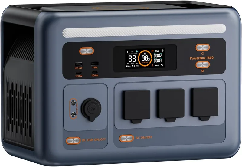 ECOGREAT ▫️ OSCAL PowerMax 1800SE Estação de energia portátil, 1024 Wh LiFePO4, 1800 W CA (3600 W de pico), USB-C 100 W, USV 8 ms. Ideal para acampamentos, caravanas e uso doméstico