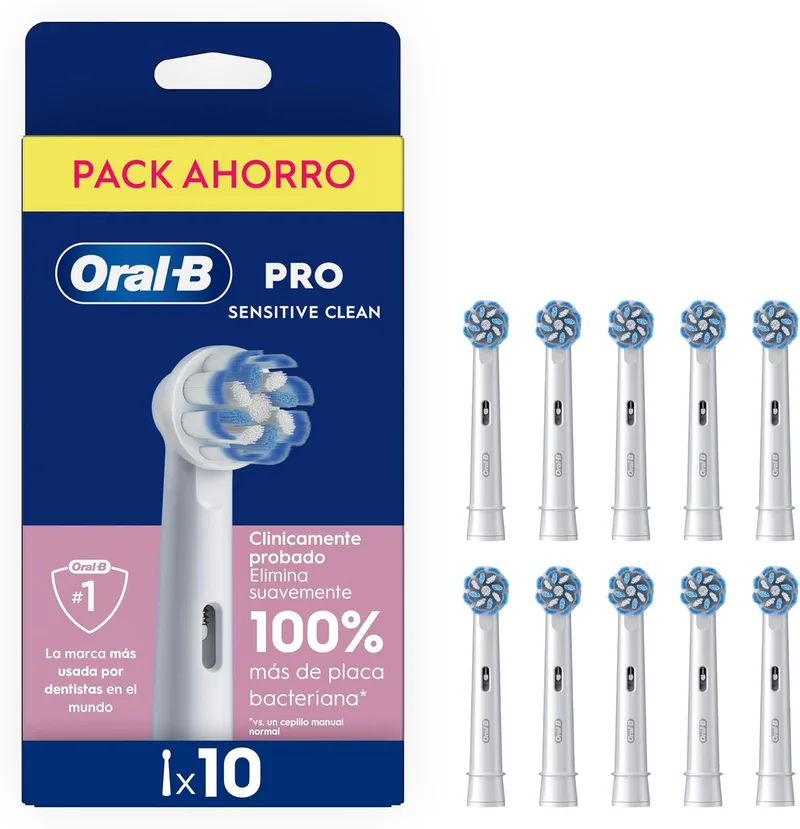 Oral-B ▫️ Sensitive Clean: Cabeças de escova de substituição originais, brancas, embalagem de 10 unidades