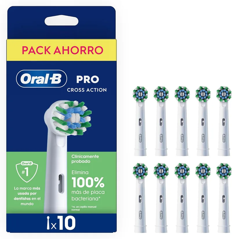 Oral-B ▫️ Pro CrossAction - Cabeças de substituição originais, brancas, embalagem de 10