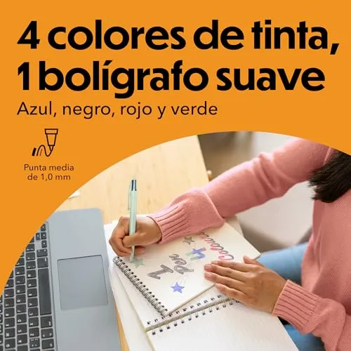 BIC ▫️ Canetas esferográficas 4 cores Mineral Tones, ponta média (1,00 mm) - Cores do corpo sortidas, embalagem de 5 unidades, ideais para material escolar, material de escritório e papelaria 3