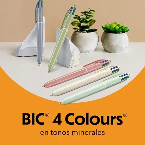 BIC ▫️ Canetas esferográficas 4 cores Mineral Tones, ponta média (1,00 mm) - Cores do corpo sortidas, embalagem de 5 unidades, ideais para material escolar, material de escritório e papelaria 5