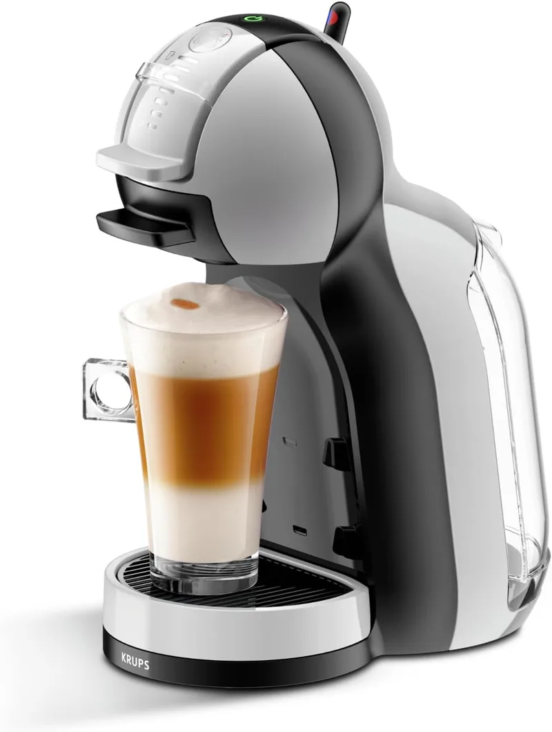 KRUPS ▫️ Dolce Gusto Mini Me, Máquina de café de cápsulas, Capacidade de 0,8 L, Cinza | Ultracompacta, Vasta gama de bebidas, 15 bar, Personalização da chávena, Paragem automática, KP143GAS