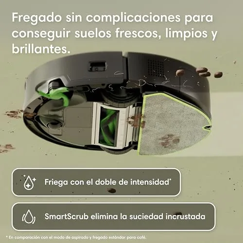 iRobot ▫️ Roomba 115 Combo, aspirador e esfregador de chão 2 em 1, potência de sucção de 15 000 pascais, escova lateral flexível, esfregona alargada, navegação Clearview LiDAR, aplicação, preto 6