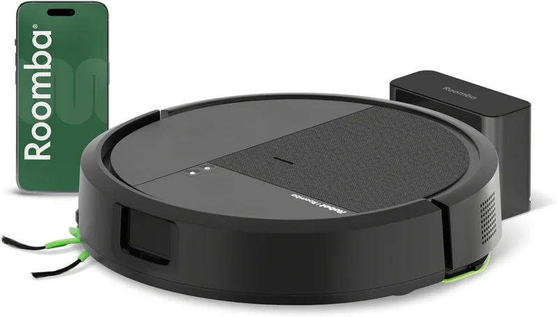 iRobot ▫️ Roomba 115 Combo, aspirador e esfregador de chão 2 em 1, potência de sucção de 15 000 pascais, escova lateral flexível, esfregona alargada, navegação Clearview LiDAR, aplicação, preto