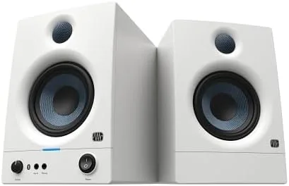 PreSonus ▫️ Eris 4.5BT Gen 2, Altifalantes ativos de secretária de 4,5" com Bluetooth para multimédia, jogos e produção musical com qualidade de estúdio, potência de 50 W - Branco