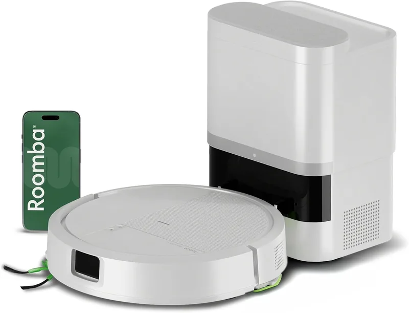 iRobot ▫️ Roomba 115 Combo com Base AutoEmpty, robô 2 em 1, potência de sucção de 15 000 pascais, escova lateral flexível, esfregona alargada, autonomia de 90 dias, navegação Clearview LiDAR, branco
