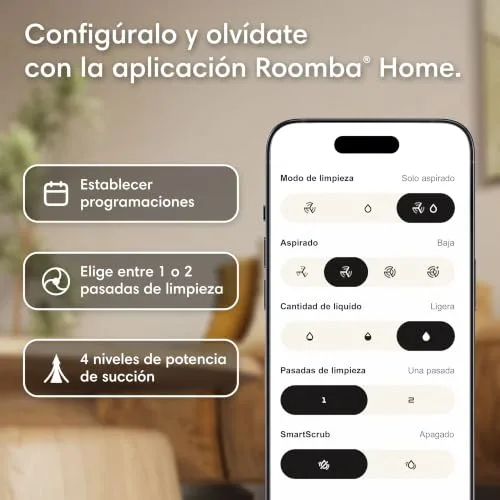iRobot ▫️ Roomba 115 Combo, aspirador e esfregador de chão 2 em 1, potência de sucção de 15 000 pascais, escova lateral flexível, esfregona prolongada, navegação Clearview LiDAR, aplicação, branco 2