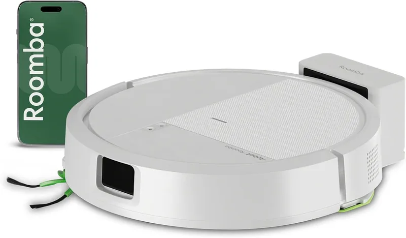 iRobot ▫️ Roomba 115 Combo, aspirador e esfregador de chão 2 em 1, potência de sucção de 15 000 pascais, escova lateral flexível, esfregona extensível, navegação Clearview LiDAR, aplicação, branco