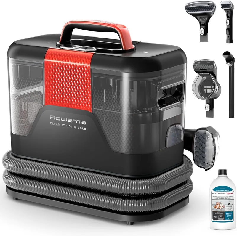 Rowenta ▫️ Clean It Hot & Cold, Aspirador para estofos 1150 W, 5 velocidades, Preto