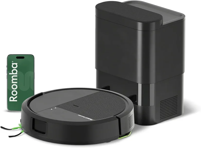 iRobot ▫️ Roomba 115 Combo com Base AutoEmpty, Robô 2 em 1, Potência de sucção de 15 000 Pascais, Escova lateral flexível, Esfregona alargada, Autonomia de 90 dias, Navegação Clearview LiDAR, Preto