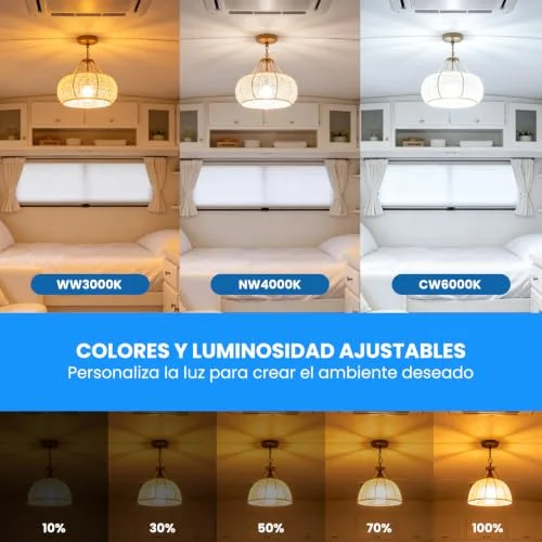 TrustWheel ▫️ Lâmpada LED E27 de 12 V CC com comando à distância, 8 W, 500 LM, embalagem com 2 unidades 3