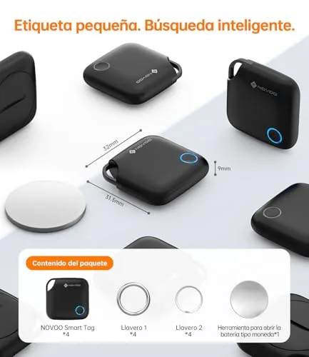 NOVOO ▫️ Smart Tag, Apple Find My, Alarme de 80 dB, 4 unidades 2
