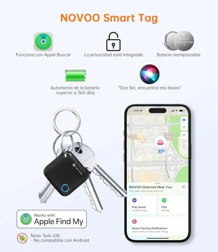 NOVOO ▫️ Smart Tag, Apple Find My, Alarme de 80 dB, 4 unidades 3