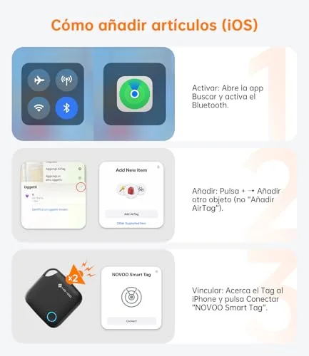 NOVOO ▫️ Smart Tag, Apple Find My, Alarme de 80 dB, 4 unidades 7