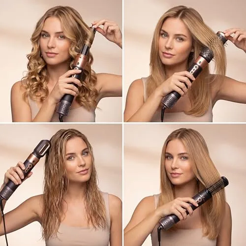 Princess ▫️ Airstyler Plus, Aparelho de penteado 6 em 1 com motor de corrente contínua, 3 níveis de calor, 2 velocidades, indicador LED, 6 acessórios, luva e bolsa, 1000 W, 529215 2