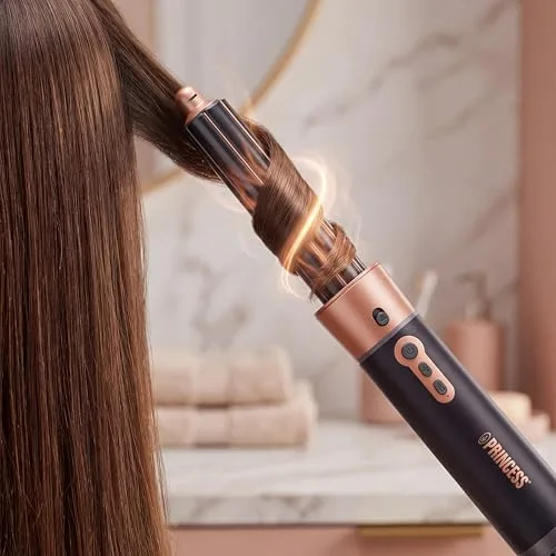 Princess ▫️ Airstyler Plus, Aparelho de penteado 6 em 1 com motor de corrente contínua, 3 níveis de calor, 2 velocidades, indicador LED, 6 acessórios, luva e bolsa, 1000 W, 529215 3