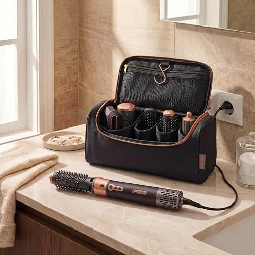 Princess ▫️ Airstyler Plus, Aparelho de penteado 6 em 1 com motor de corrente contínua, 3 níveis de calor, 2 velocidades, indicador LED, 6 acessórios, luva e bolsa, 1000 W, 529215 5