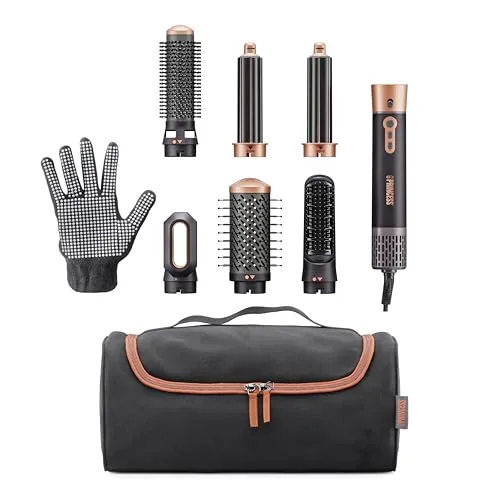 Princess ▫️ Airstyler Plus, Aparelho de penteado 6 em 1 com motor de corrente contínua, 3 níveis de calor, 2 velocidades, indicador LED, 6 acessórios, luva e bolsa, 1000 W, 529215 7