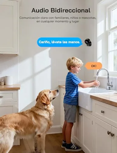 WOLFANG ▫️ Câmara de vigilância Wi-Fi para interiores 1080p, câmara de segurança para interiores com visão noturna, deteção de movimento, áudio bidirecional, compatível com Alexa e Google Home, apenas Wi-Fi de 2,4 GHz 5