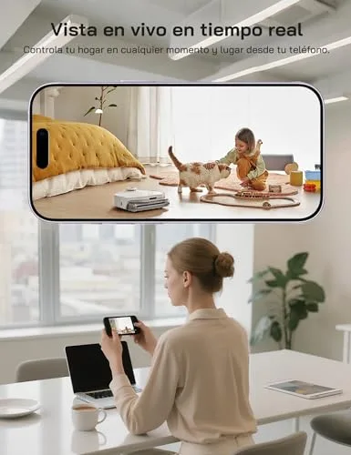 WOLFANG ▫️ Câmara de vigilância Wi-Fi para interiores 1080p, câmara de segurança para interiores com visão noturna, deteção de movimento, áudio bidirecional, compatível com Alexa e Google Home, apenas Wi-Fi de 2,4 GHz 6