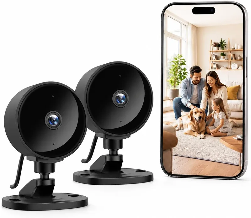 WOLFANG ▫️ Câmara de vigilância Wi-Fi para interiores 1080p, câmara de segurança para interiores com visão noturna, deteção de movimento, áudio bidirecional, compatível com Alexa e Google Home, apenas Wi-Fi de 2,4 GHz