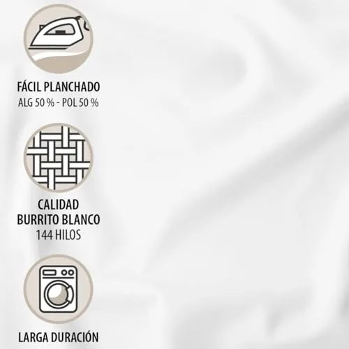 Burrito Blanco ▫️ Conjunto de lençóis 50% algodão, 50% poliéster, cama 150, cor nude 7