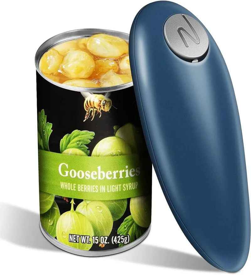 MEKIVO ▫️ Abre-latas elétrico automático, um toque, rotação de 360°, cantos lisos, funciona a pilhas, abre-latas automático para latas redondas, fácil de utilizar, utensílio de cozinha