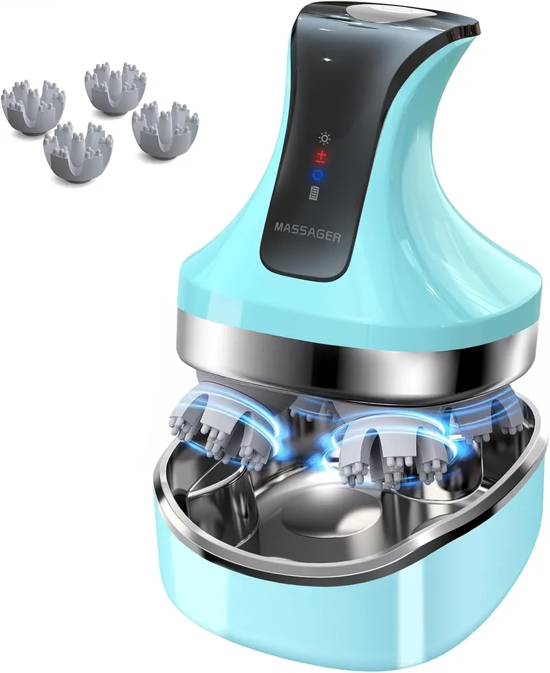 TJXVX ▫️ Massajador elétrico 4D para o couro cabeludo, massajador para pescoço e ombros com 108 pontos de massagem, massajador corporal sem fios para pernas e costas, resistente à água (IPX7), 4 modos