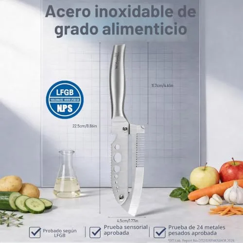 withome ▫️ Descascador de Batatas e Legumes 7 em 1 em Aço Inoxidável, Descascador Multifuncional para Cozinha, Descascador Manual de Batatas com Desfolhador de Ervas, Raspador de Escamas, Levantador de Tampas e Abridor de Garrafas 6