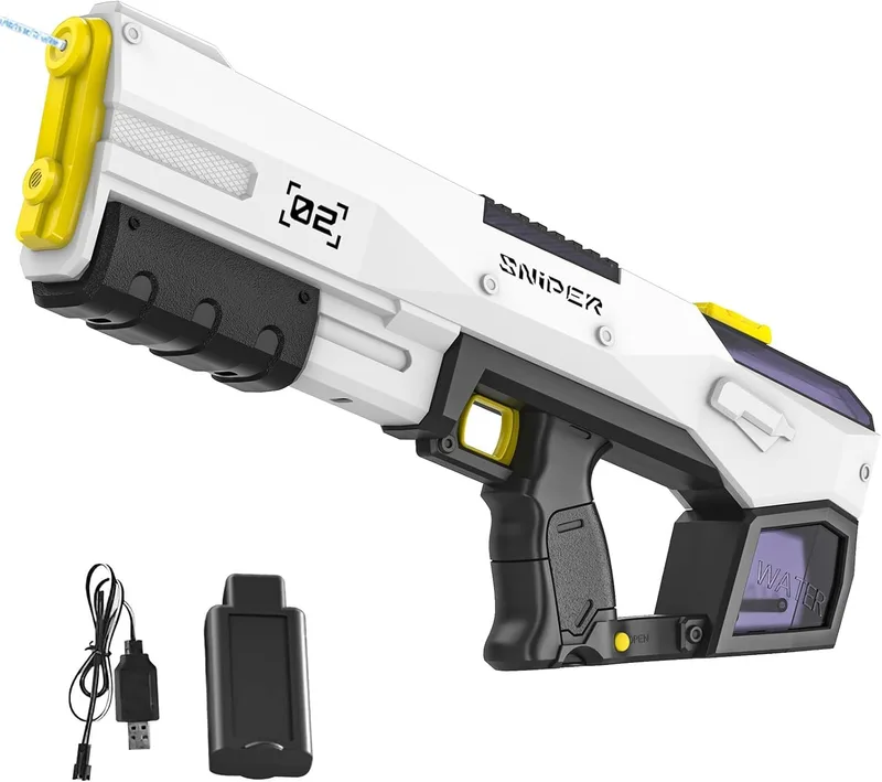 IERAKOR ▫️ Pistola de água elétrica para crianças e adultos, lançador de água com recarga automática, pistola de água potente de 450 ml com alcance de 8 m, 2 modos de disparo, brinquedos para o verão ao ar livre, jardim, piscina e praia (preto)