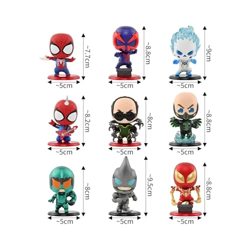YuMe ▫️ Spider-Man Cosbi Bobble-Head - Caixa surpresa | Produto oficial da Marvel, coleciona as 8 figuras, para crianças, adultos e fãs do filme, caixa surpresa 2