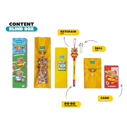 Mr. Wonderful ▫️ Wonder Gol Blind Box – Caneta Apagável Surpresa, Porta-chaves Capibara, Canetas de coleção, Tinta azul 5