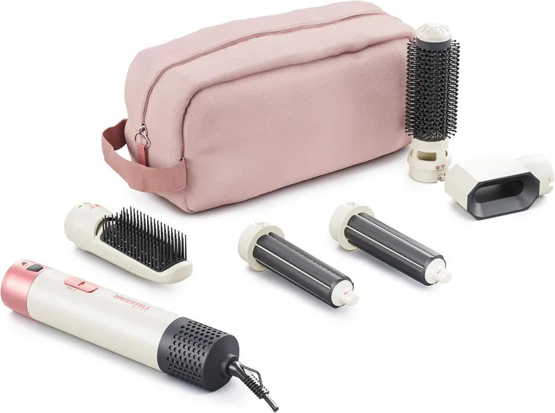 Tristar ▫️ Secador de cabelo aparelho 5 em 1 com 5 acessórios, motor DC, 3 níveis de calor, 1 velocidade, 1000 W, cabo giratório a 360°, bolsa, HD-2470