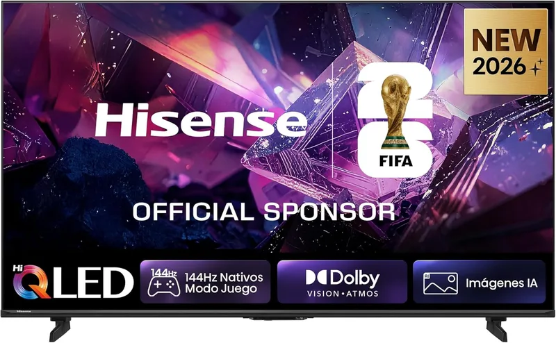 Hisense ▫️ 55E7S Pro - Smart TV Hi-QLED de 55 polegadas, Modo Jogo a 144 Hz nativos, Hi-QLED Color, Dolby Vision e Atmos, Imagens com IA, Smooth Motion com IA, AMD FreeSync Premium Pro, HDR10+Gaming