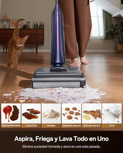 Ultenic ▫️ Esfregona Elétrica | Aspirador, Lava e Esfrega 3 em 1 | Autolimpeza e dobrável a 180° | Limpeza de bordas de 0 mm | até 55 min de autonomia e 250 m² | Ideal para animais de estimação, cantos e debaixo de móveis 2