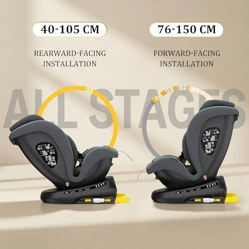 Reecle ▫️ Cadeira auto I-Size giratória a 360° com ISOFIX, 40-150 cm 4