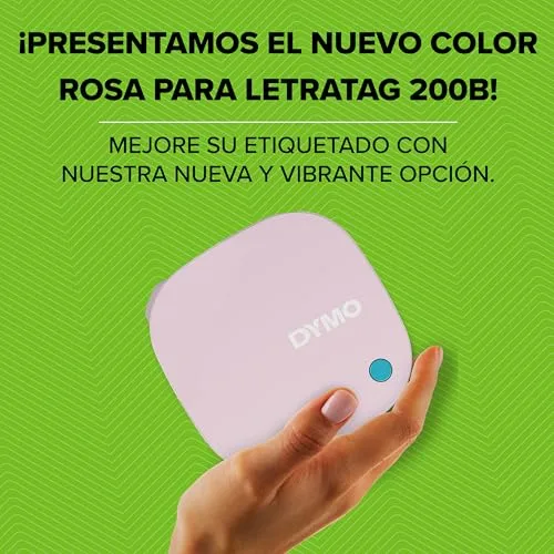 DYMO ▫️ Kit de etiquetadora LetraTag 200B com Bluetooth, na cor rosa | Impressora de etiquetas compacta | Liga-se através da tecnologia sem fios Bluetooth a dispositivos iOS e Android | Inclui 3 fitas de etiquetas 2