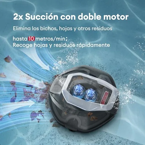 Ultenic ▫️ Robô de limpeza de piscinas 90 min, 80 m², recolha sem poste, estacionamento automático, aspirador de fundo de piscina sem fio com 2 motores, 5200 mAh, para piscinas elevadas e enterradas 4