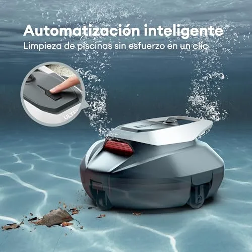 Ultenic ▫️ Robô de limpeza de piscinas 90 min, 80 m², recolha sem poste, estacionamento automático, aspirador de fundo de piscina sem fio com 2 motores, 5200 mAh, para piscinas elevadas e enterradas 5