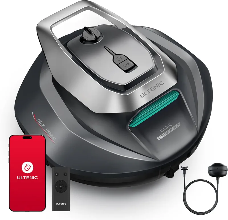 Ultenic ▫️ Aspirador de piscina robô com controle remoto / aplicativo, 3 motores, coleta sem gancho, aspirador de piscina robô sem fio, estacionamento automático, funciona até 90 minutos, 80m², 80m², 80m², 80m², 80m², 80m², 80m², 80m², 80m², 80m², 80m², 80m², 80m², 80m², 80m².