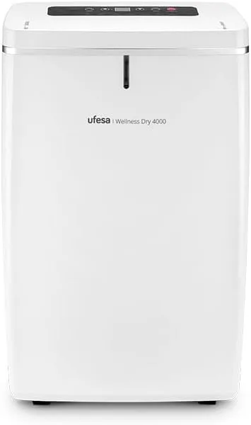 Ufesa ▫️ Desumidificador Wellness Dry 4000, 16 L/24 h, silencioso (43 dB), sensor de humidade, função de secagem de roupa e purificação do ar, depósito de 5 L, temporizador de 24 h, até 30 m², desligamento automático