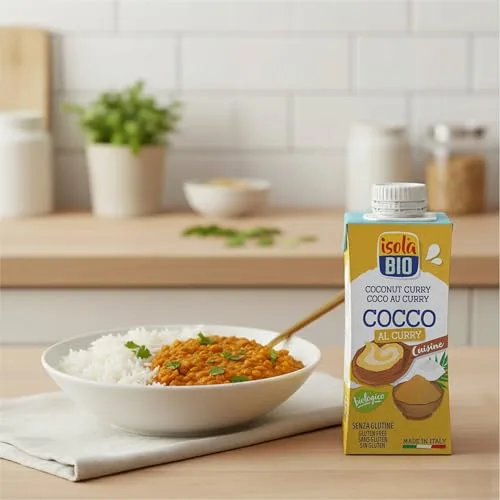 Isola Bio ▫️ Embalagem com 15 cremes de coco e caril ecológicos de 200 ml – Alternativa vegetal para cozinhar, sem lactose, sem glúten, 100% biológica, ideal para molhos, pratos de arroz e receitas veganas – 200 ml 6