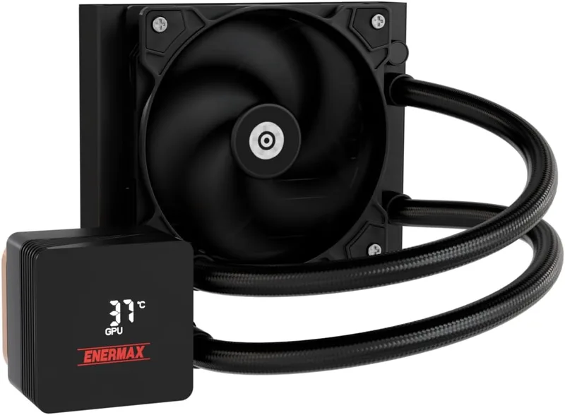 enermax ▫️ LIQMAX IV 120 mm, sistema de refrigeração por água AIO para CPU, câmara dupla, TDP 320 W +, Intel LGA 1851/1700/115x/2066, AMD AM5/AM4, ecrã digital, 1 ventoinha de alto rendimento de 120 mm com PWM