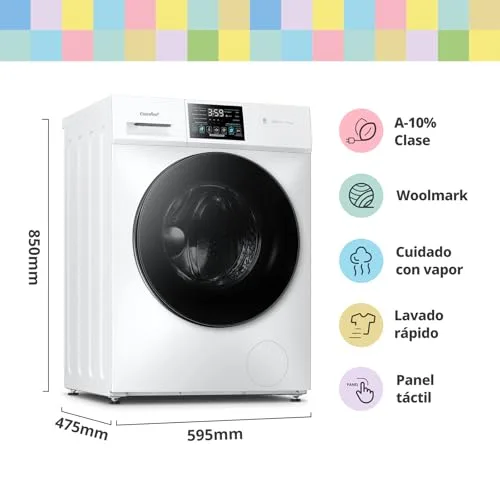 Comfee ▫️ Máquina de lavar roupa «» de 8 kg, Classe A -10 %, 1400 RPM, motor BLDC, branca, CFP03EW80W-HL 2